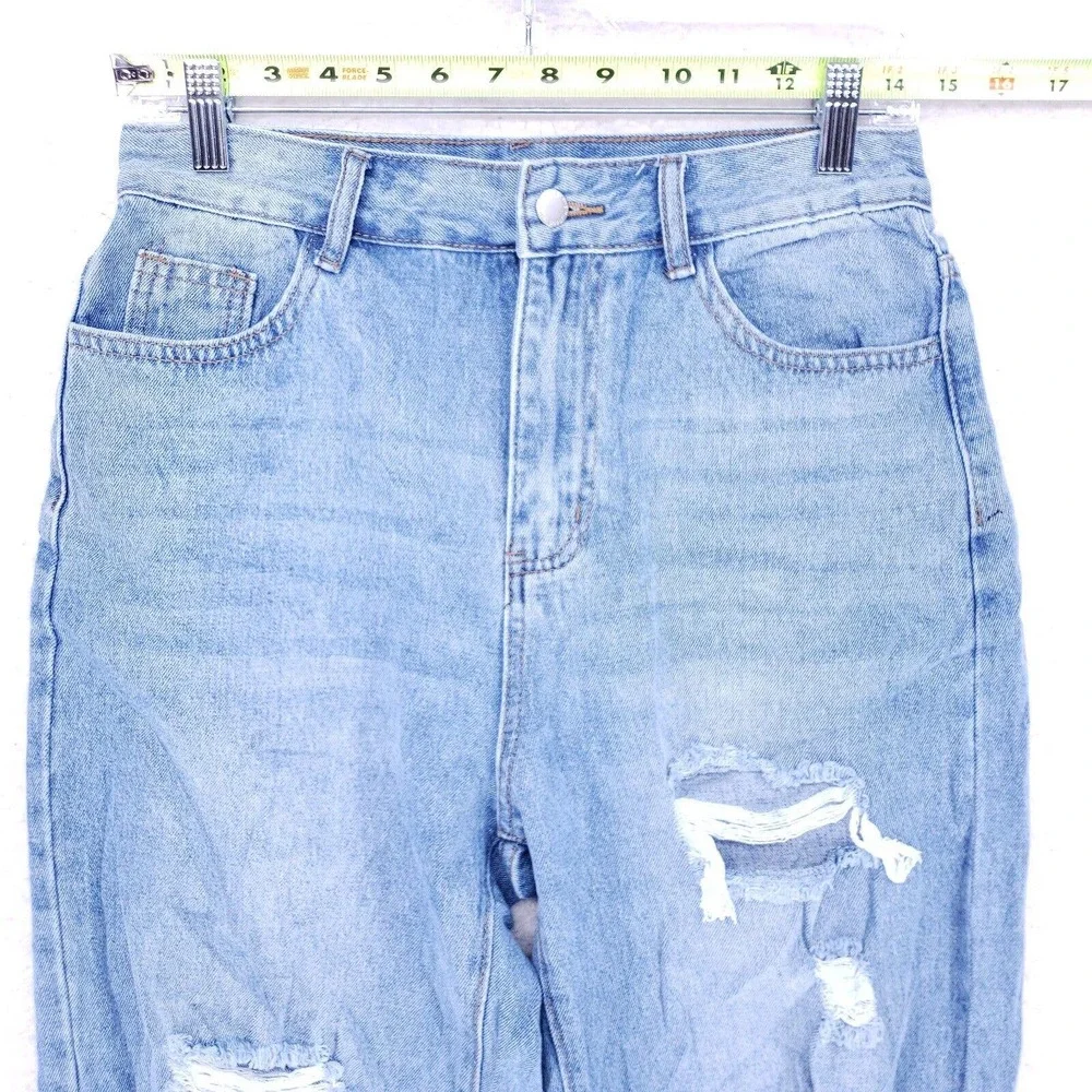 SHEIN Jeans Denim Cotton Womens Size M Blue Straight Stretch VTG Mid Rise Slim